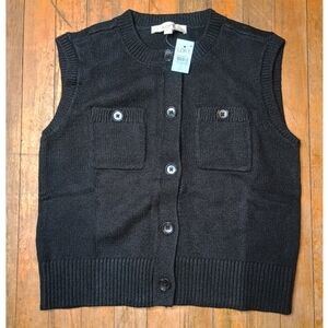 LOFT Black Sleeveless Knit Vest